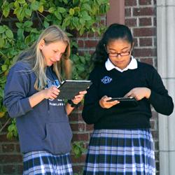 Mercy girls on their iPads